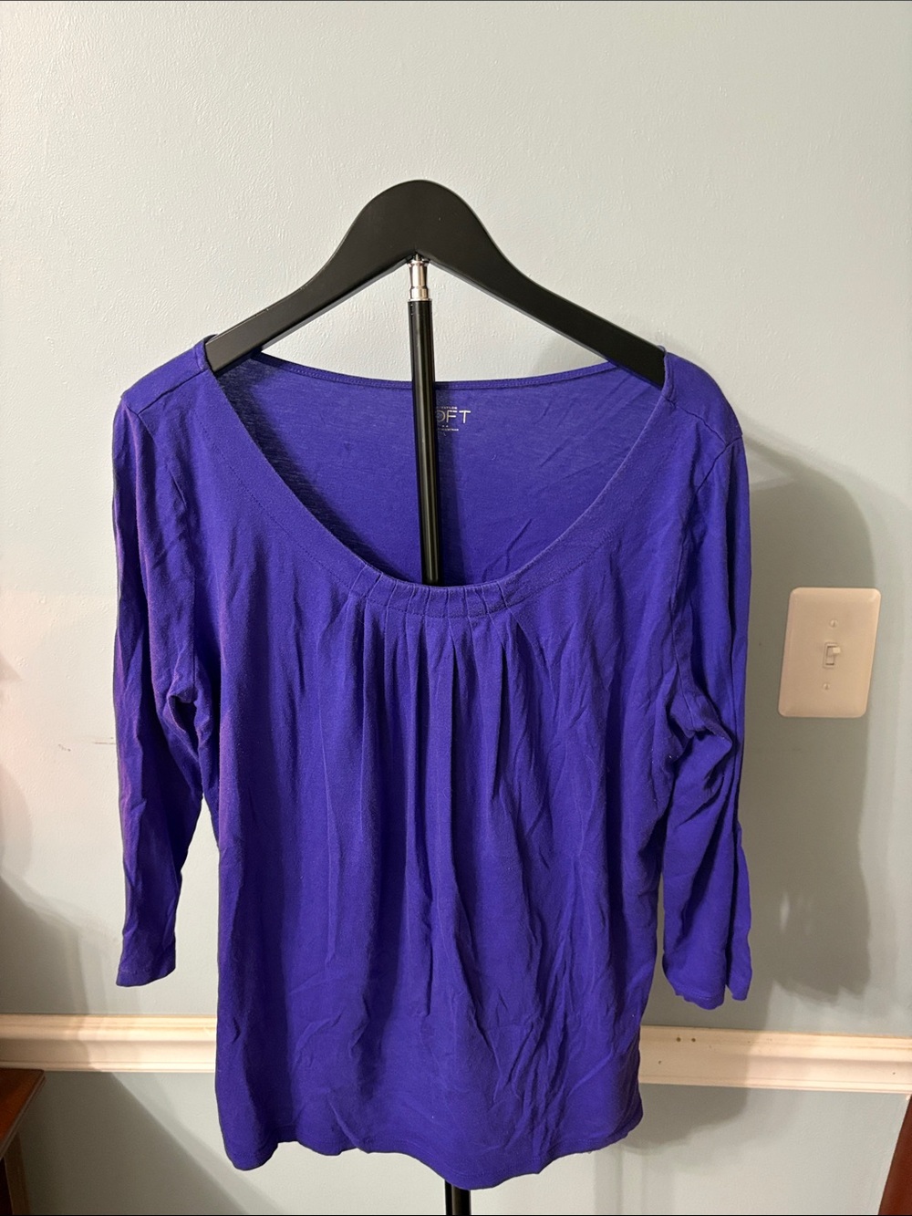 LOFT Electric Purple Scoop Neck Long Sleeve Top